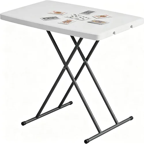 Vista 11 de Mesa Plegable de 4 Pies de Altura Ajustable con Asa Incorporada, Mesa Plegable Portátil de Servicio Pesado de 4 Pies con Patas de Acero