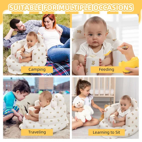 Vista 6 de AGITVPS Asiento de bebé inflable mejorado con bandeja para bebés de 3 a 36 meses, asiento de bumbo con bomba de aire integrada con bandeja, silla