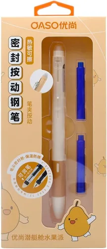 Vista 8 de OASO K019 - Juego de pluma estilográfica retráctil borrable de 0.020 in con 2 cartuchos de tinta azul, escritura suave para estudiantes escolares