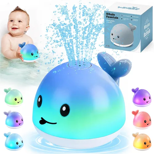 Vista 9 de Gigilli Juguetes de baño para bebés, rociador de juguete de baño de ballena Azul