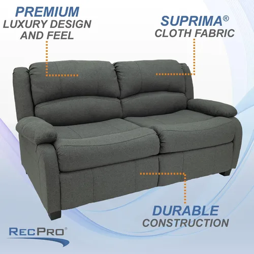 Vista 4 de RecPro Sofá biplaza Hide A Bed de 65 pulgadas Tela Colchón de espuma viscoelástica Sofá extraíble Muebles de sala de estar (Fósil)