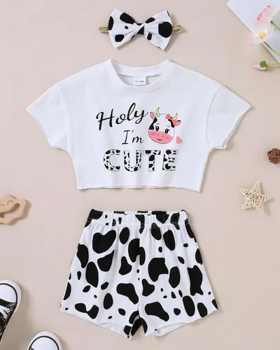 Vista 7 de YALLET Ropa de niña pequeña 2T 3T 4T 5T Niñas, manga corta impresión superior + pantalón 12, 18 24 meses, ropa de verano para bebé 1-5T