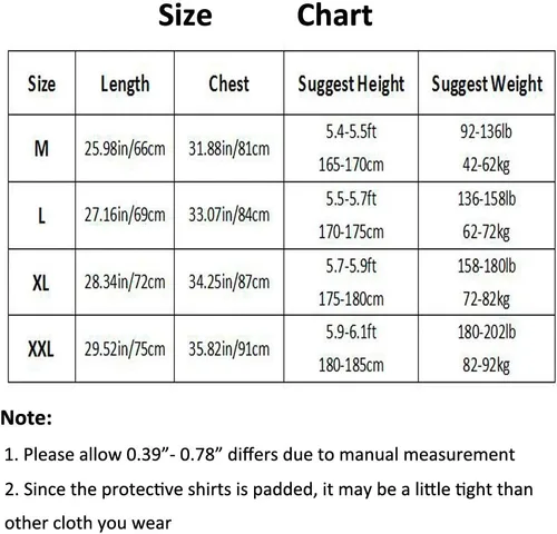 Vista 6 de Mens Long Sleeve Compression Padded Protective Shirt Rib Shoulder Elbow Back Chest Protector