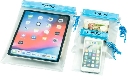 Vista 13 de YUMQUA Bolsa impermeable transparente, bolsa impermeable para documentos, soporte para pasaporte, funda hermética para mapas, bolsa impermeable a