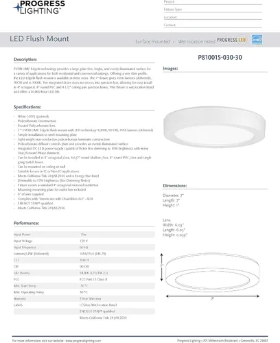 Vista 12 de Progress Lighting Edgelit - Soporte para superficie LED de 7 pulgadas, colección Everlume, para interiores, P810015-030-30, blanco