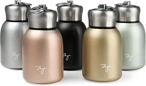 Vista 2 de Mini botella de agua aislada al vacío, mini botellas de agua, botella al vacío de 9 onzas con agua inoxidable a prueba de fugas para café, bebidas