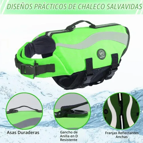Vista 4 de EMUST Chalecos salvavidas ajustables para perros pequeños con flotabilidad mejorada, chaleco de natación para perros pequeños con asa de rescate
