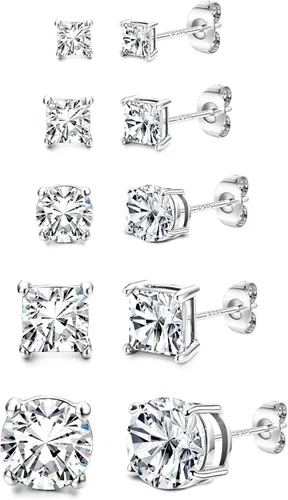 Vista 9 de Aretes de tuerca de circonia cúbica Dochais para hombre y mujer, de plata de ley 925, con poste, elegantes, hipoalergénicos, chapados en oro de 14k