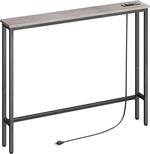 Vista 19 de ELYKEN - Mesa consola estrecha de 39.4 pulgadas con tomacorriente, mesa de sofá detrás del sofá