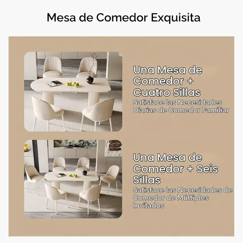 Vista 9 de Guyii Juego de mesa de comedor con 6 sillas, juego de mesa de cocina moderno, mesa de comedor interior para cocina, bar, sala de estar, rincón