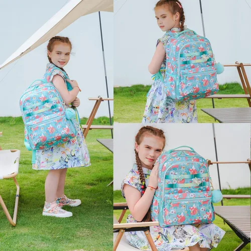 Vista 6 de Mochila para niños para escuela, niñas, niños, jardín de infantes, primaria, mochilas para niños pequeños, preescolar, mochila de viaje linda