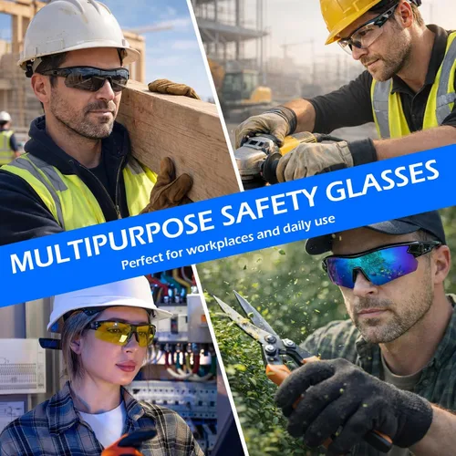 Vista 7 de OXG Paquete de 12 lentes de seguridad para hombres y mujeres, ANSI Z87.1, lentes de trabajo resistentes a los arañazos y impactos, lentes protectoras