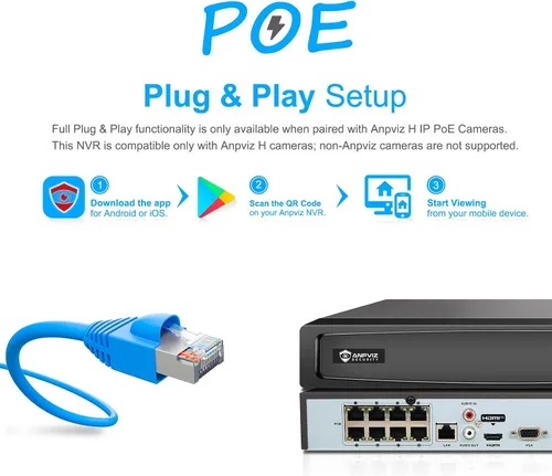 Vista 8 de Anpviz AI 12MP 8CH POE NVR (12MP/8MP/6MP/5MP/4MP/3MP/1080P) Grabador de video en red inteligente AI POE - Soporta hasta 8 cámaras POE de 12 MP