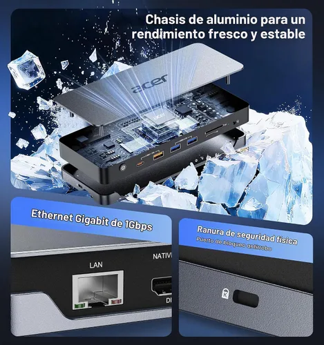 Vista 7 de Acer 16-in-1 DisplayLink Docking Station,Triple 4K@60Hz,130W Power Adapter