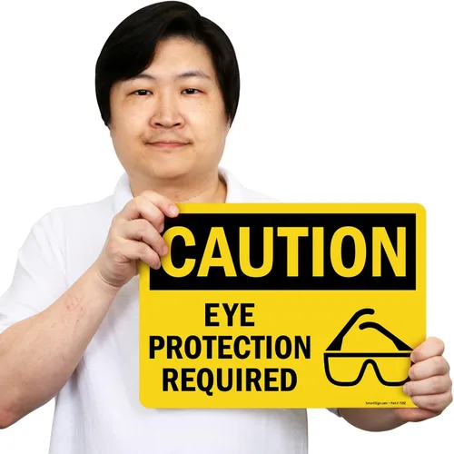 Vista 7 de SmartSign Vinilo adhesivo OSHA cartel de seguridad, leyenda "Precaución: Se requiere protección ocular", 10 pulgadas de alto x 14 pulgadas de ancho