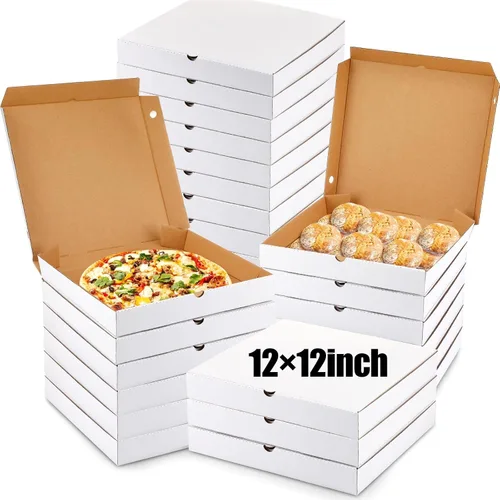 Vista 10 de PerKoop - 100 cajas de pizza a granel de cartón cuadrado, kraft, 12 pulgadas Papel kraft