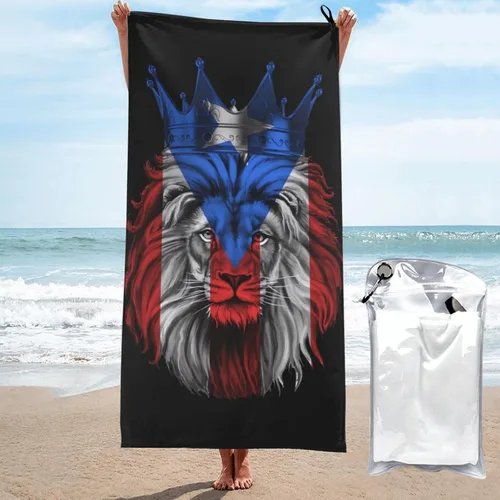 Vista 13 de Toalla de playa de microfibra, toallas de baño grandes de tamaño King Lion con bandera irlandesa para mujeres y hombres, toallas de baño de secado