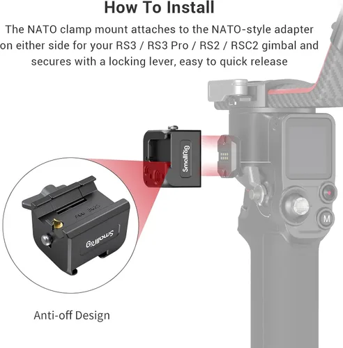 Vista 3 de SmallRig Soporte de abrazadera NATO para DJI RS 5 / RS 4 Mini/RS 2 / RSC 2 / RS 3 / RS 3 Pro/RS 3 mini/RS 4 / RS 4 Pro Gimbal - 3025