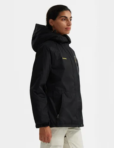 Vista 3 de GEMYSE Chaqueta de esquí para mujer, abrigo impermeable para invierno, impermeable, para snowboard, con capucha, rompevientos