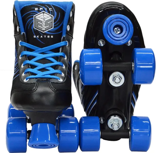Vista 3 de ¡Nuevo! Epic Rock Candy - Patines cuádruples con 2 cordones (negro y azul)