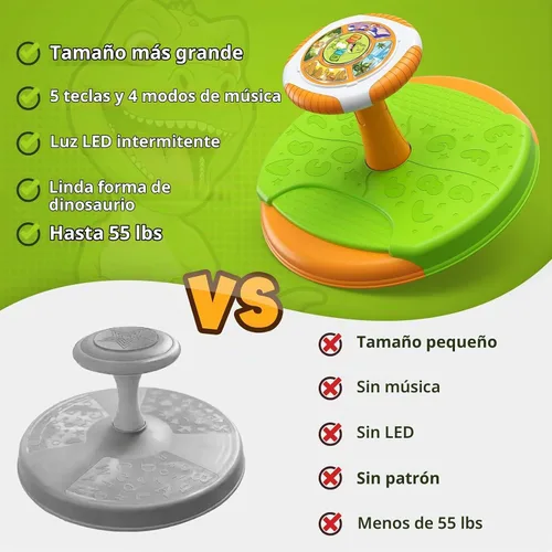 Vista 7 de HYES Juguetes de dinosaurio para sentarse y girar para niños, luces LED