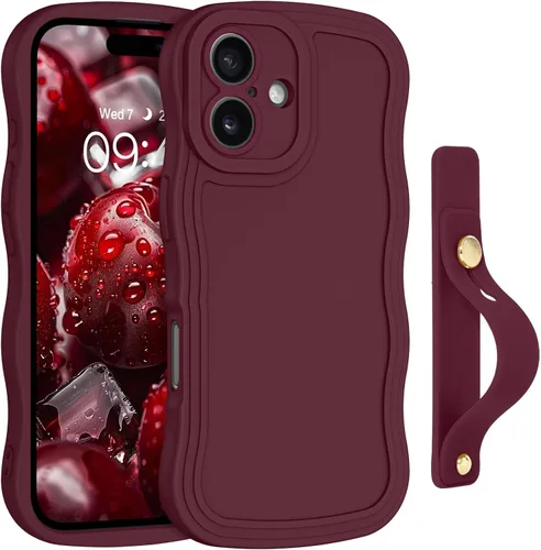 Vista 16 de GUAGUA Funda para iPhone SE 2022/2020, Funda para Teléfono iPhone 7/8 Diseño Lindo de Forma de Onda Rizada TPU Suave con Correa de Muñeca Soporte