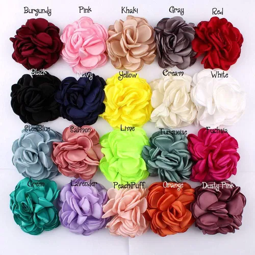 Vista 3 de Huralona 10 flores de cinta de satén para manualidades, lazo, boda, diciembre, vintage, flores de tela, rosas artificiales para tocado, apliques