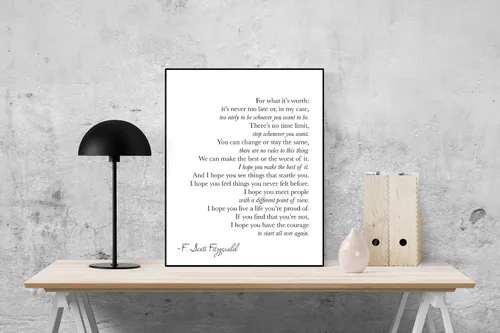 Vista 4 de Por lo que vale Cita de F. Scott Fitzgerald Impresión artística (8x10)