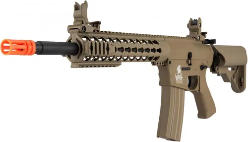 Vista 3 de Lancer Tactical Gen 2 KeyMod M4 Evo Airsoft AEG Serie de núcleo de rifle de 10 pulgadas (sin batería y cargador) (bronceado)