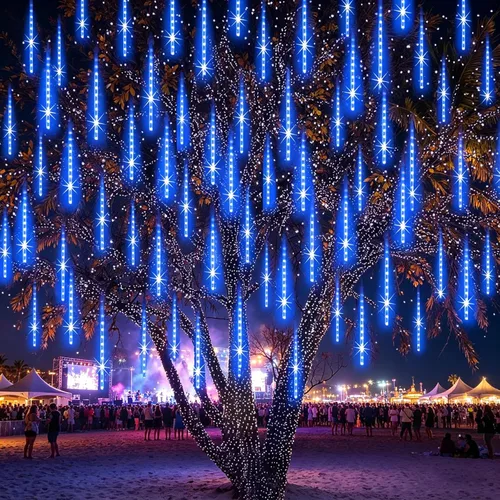 Vista 9 de EAGWELL Luces de Lluvia de Meteoros de Navidad, 20 en 20 Tubos Luces de Lluvia en Cascada con Cambio Automático con 12 Modos, Decoración Navideña