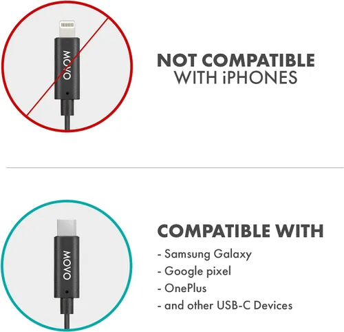 Vista 2 de Movo Edge-UC-Duo - Sistema de micrófono inalámbrico Lavalier, compatible con USB tipo C, micrófonos de solapa omnidireccionales, selección de doble