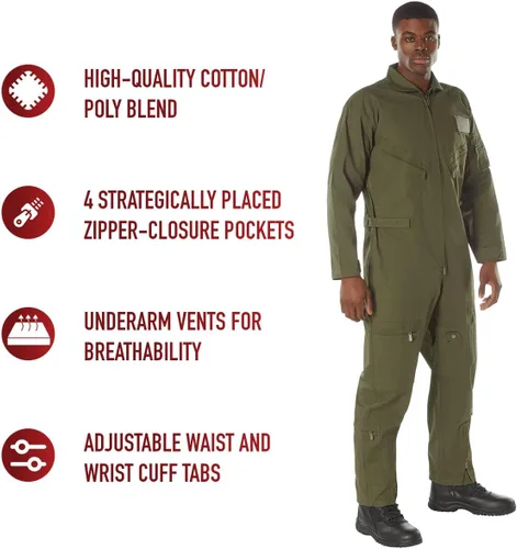 Vista 6 de Rothco - Overol de vuelo, Verde, 6XL