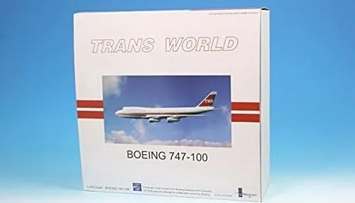 Vista 2 de TWA Boeing esquema Trans World Airlines Boeing 747-100 modelo miniatura N93115 Diecast 1:200 Parte # A012-IF741010