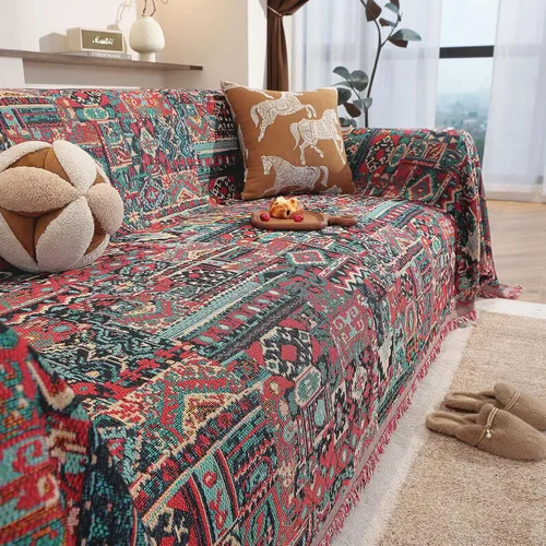Vista 55 de ROOMLIFE Manta de sofá estilo azteca boho para sillones de 2/3 cojines, fundas de sofá lavables y antideslizantes aptas para mascotas, protector