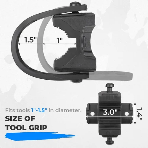 Vista 4 de KEMIMOTO Soporte de Pala Tipo B Kit de Montaje de Abrazadera de Agarre de Goma Se Adapta a Herramientas de 1"-1.5" de Diámetro, Abrazaderas