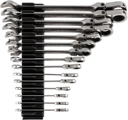 Vista 12 de TEKTON Juego de llaves combinadas con cabeza flexible de 12 puntos con bolsa, 19 piezas (6-24 mm) WRC95403