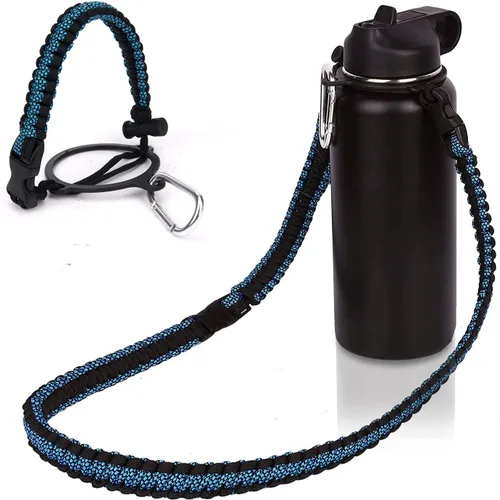 Vista 9 de Wongeto - Porta Mango de Cuerda Paracord con Correa de Hombro, Compatible con Botellas de Agua de Boca Ancha Hydro Flask