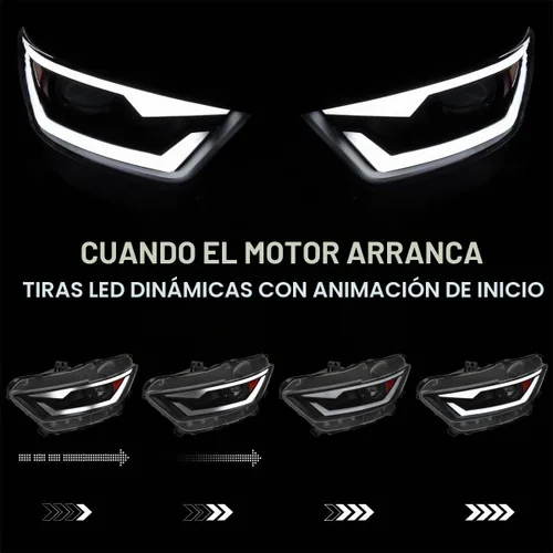 Vista 5 de SPEC-D TUNING Faros proyectores negros con barra LED y animación de inicio compatibles con Ford Mustang 2015-2017, Ford Mustang Shelby 2018-2020
