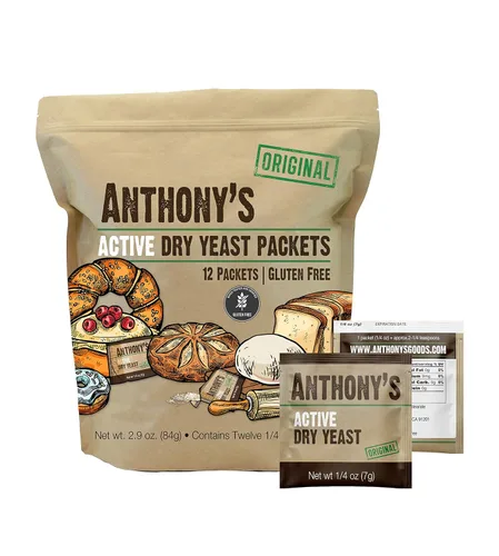 Vista 9 de Paquetes de levadura seca activa de Anthony, contiene 42 paquetes individuales, sin gluten