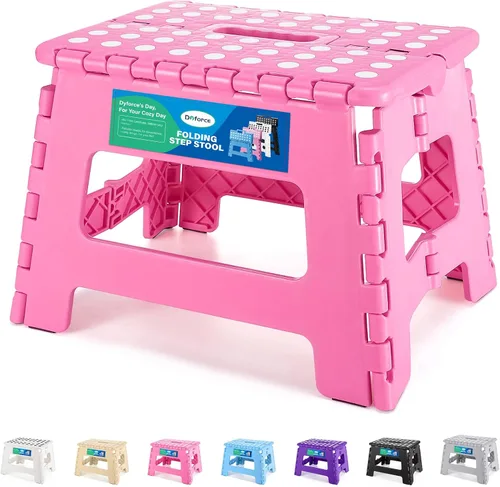 Vista 19 de Dyforce Taburete plegable de 9 pulgadas para niños y adultos, taburete de pie plegable y ligero para niños pequeños, cocina, baño, capacidad de 300