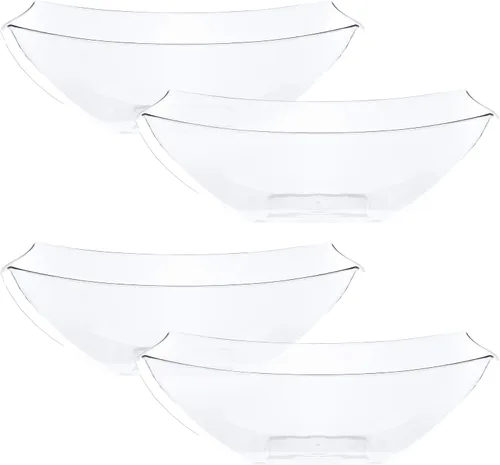Vista 18 de PLASTICPRO Cuencos cuadrados desechables para servir, aperitivos o ensaladas, plástico negro, paquete de 4, 8 onzas, color negro