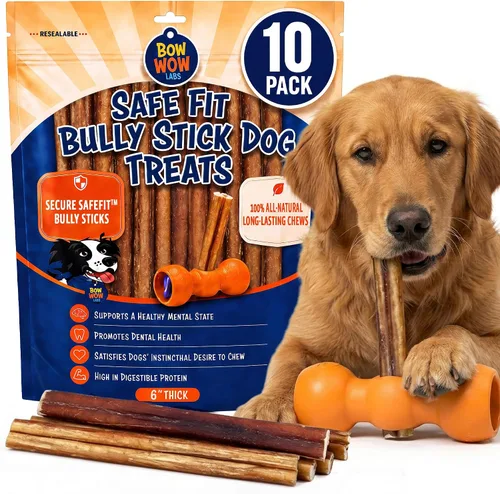 Vista 9 de Bow Wow Labs SafeFit™ Bully Sticks para perros, palitos de carne de res 100% naturales, alimentados con pasto, de bajo olor, masticables de larga