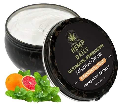 Vista 9 de Earthly Body Premium Hemp Extract Daily Ultimate Cream - Mentol, Argán, Jojoba, Escaramujo - Loción tópica hidratante ligera de rápida absorción