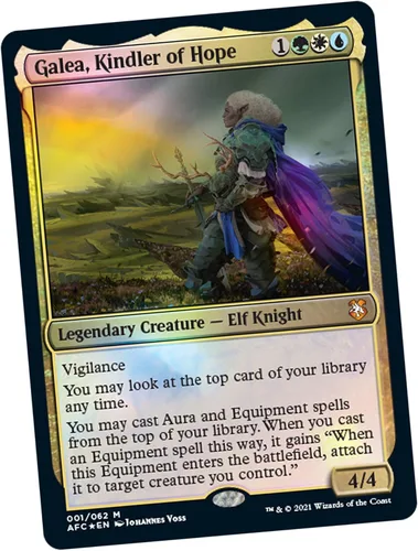 Vista 3 de Magic: The Gathering Adventures in The Forgotten Realms, Mazo Commander, Aura de Coraje (verde, blanco y azul)