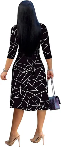 Vista 2 de Vestidos cortos de talla grande para mujer, con cuello en V profundo, vestido africano envolvente, vestidos de fiesta de cóctel con cinturón y manga