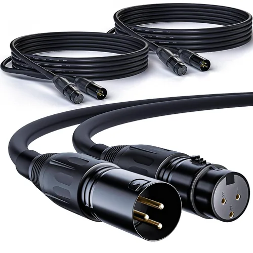 Vista 2 de Cable de micrófono XLR de 3 pines macho a hembra, cable OFC (cobre sin oxígeno), cable XLR adecuado para mezclador de micrófono, sistemas de 1