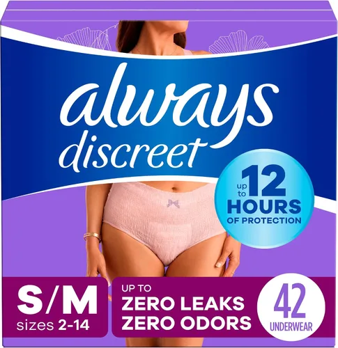 Vista 22 de Always Discreet Ropa interior para incontinencia adulta para mujeres y ropa interior posparto, pequeña/mediana, hasta 100% protección contra fugas