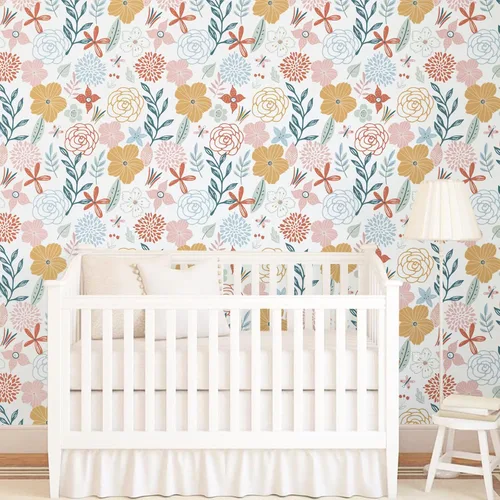 Vista 7 de WENMER Papel tapiz floral para despegar y pegar de 17.71 x 118 pulgadas, papel tapiz floral bohemio, papel de contacto floral rosa, autoadhesivo