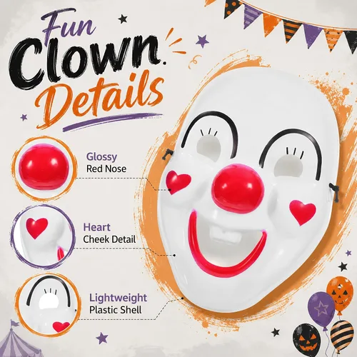 Vista 3 de 2 máscaras de payaso para mascarada, máscaras de payaso de cara completa, máscaras espeluznantes para cosplay, carnaval, fiesta, circo, accesorios