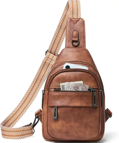 Vista 14 de Leresas Bolso bandolera de 7L para mujer, bolso cruzado, riñoneras, de cuero vegano, bolso de pecho de moda, de viaje, antirrobo
